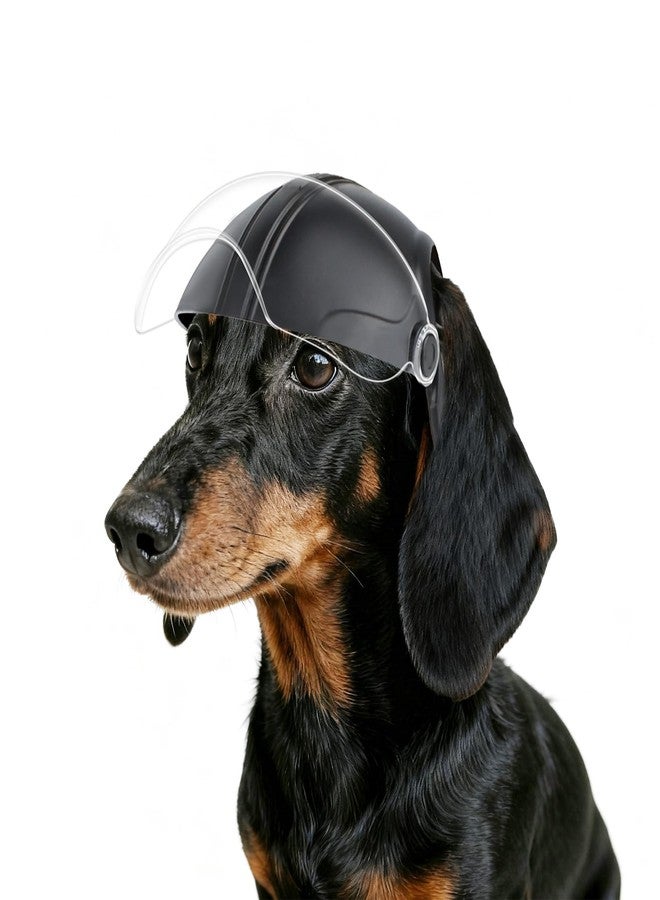Namsan Dog Helmets for Small Dogs, Dog Helmet with Clear Lens Goggles, Doggie Helmets Hat with Ear Holes, Bike Doggie Helmet for Small to Medium Dogs, Adjustable, Black - Image 1